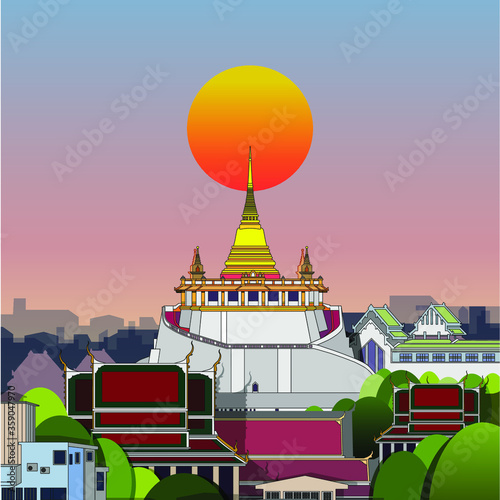 vector illustration of a temple in thailand