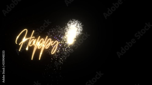 Happy 4th of July - Happy Independence Day July 4 lettering footage with handwritten text effect animation. Calligraphy motion graphics. Flat animation. In 4K