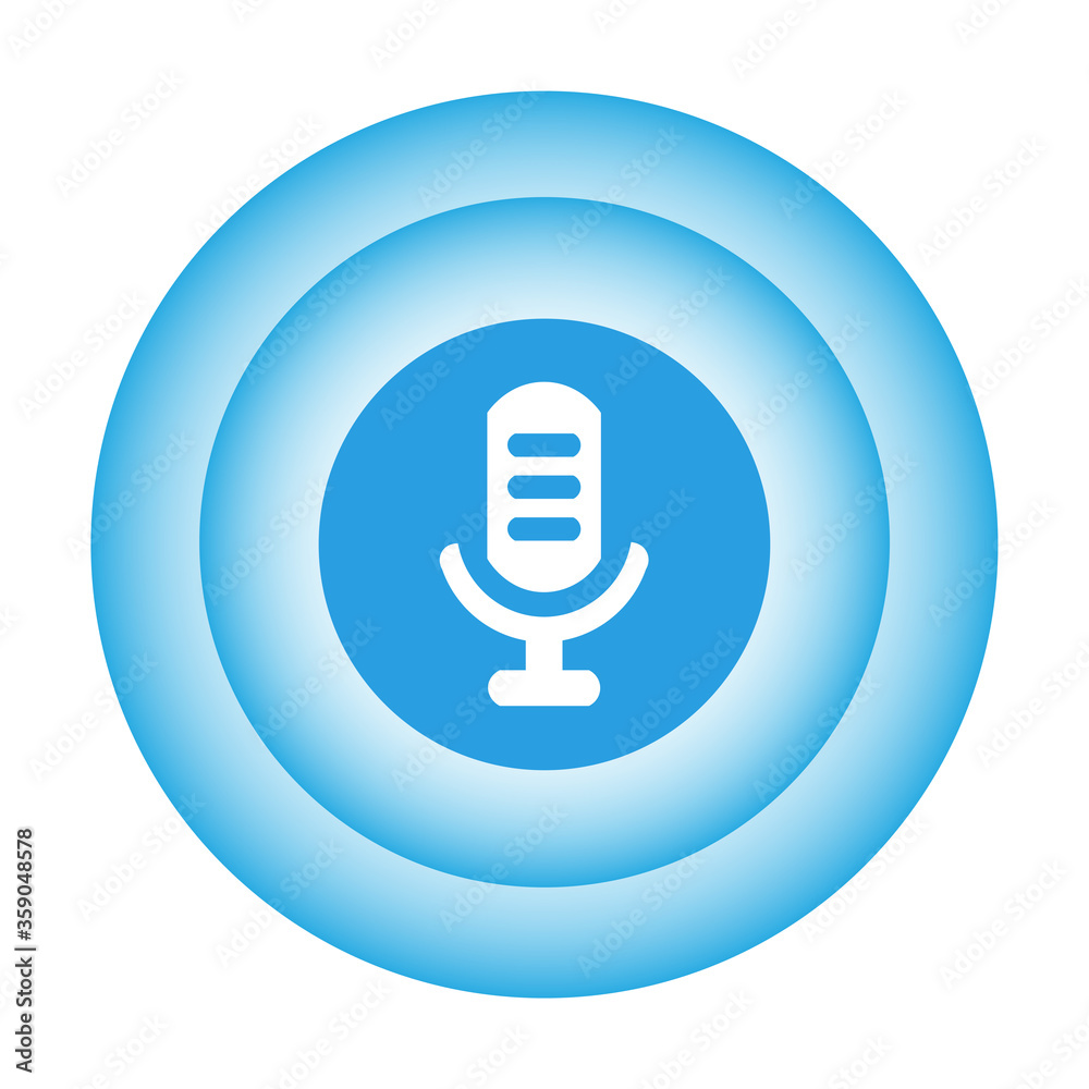 Vector illustration of the microphone sign in blue