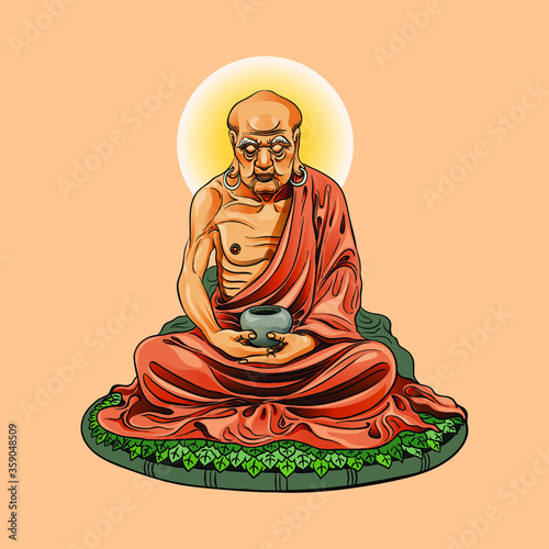 vector illustration of lord ganesha with buddha