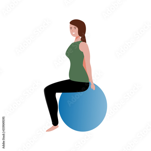 
Cartoon beautiful fitness girl doing ball exercise for lifestyle design. Fitness, sport and beauty. flat vector illustration. Active lifestyle. Home exercise for pregnant women. training 