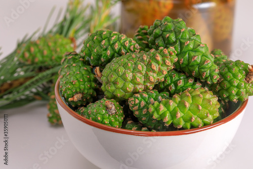 Green pine cones