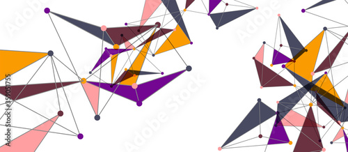 Line points connections, triangular technology design. Abstract geometric background