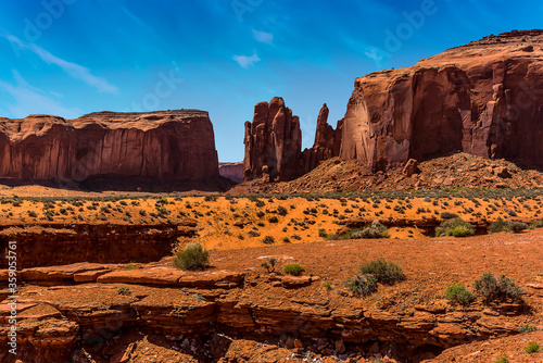 Mesas in the desert of Monument Valley tribal park in springtime © Nicola