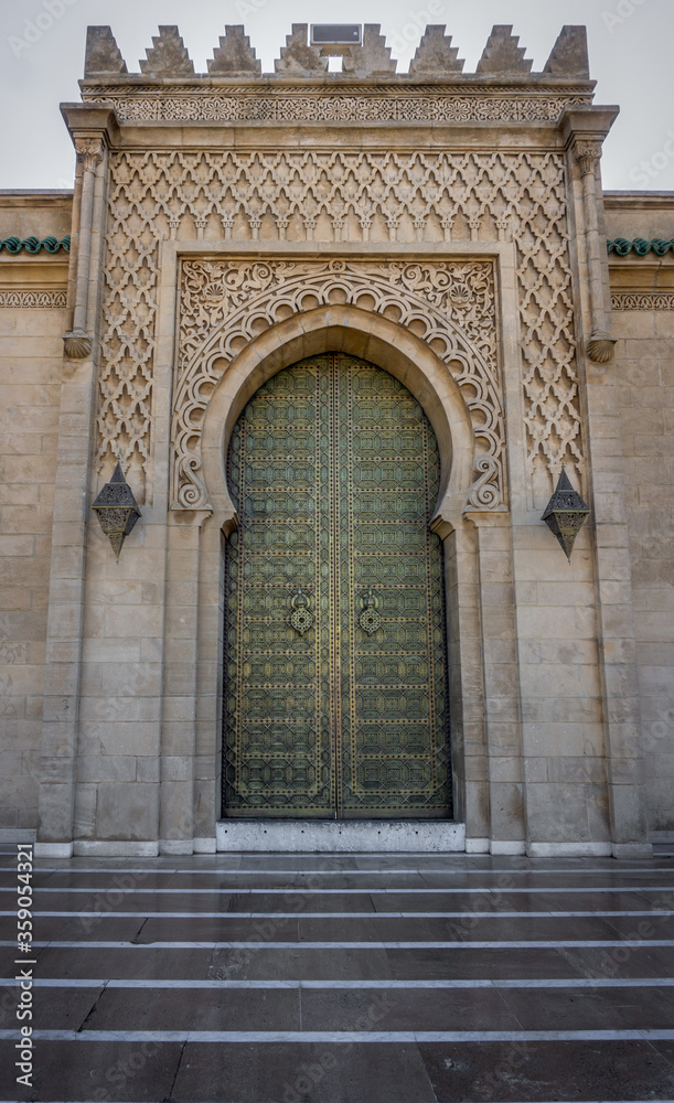 Morocco, Rabat, Exterior of the Mausoleum of King Mohamed V and Tower of Hassan, as of 12 Dec 2019.