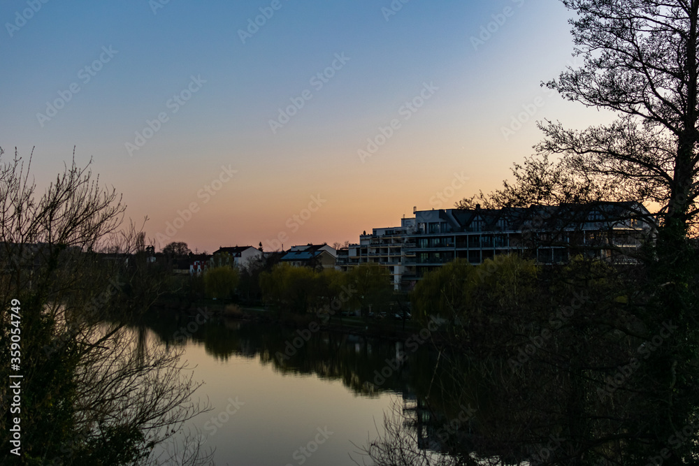 Obraz premium sunset on the River Main by Kitzingen 