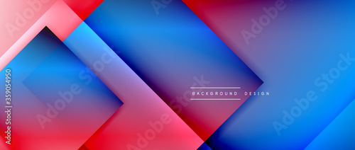 Square shapes composition, fluid gradient geometric abstract background. 3D shadow effects, modern design template