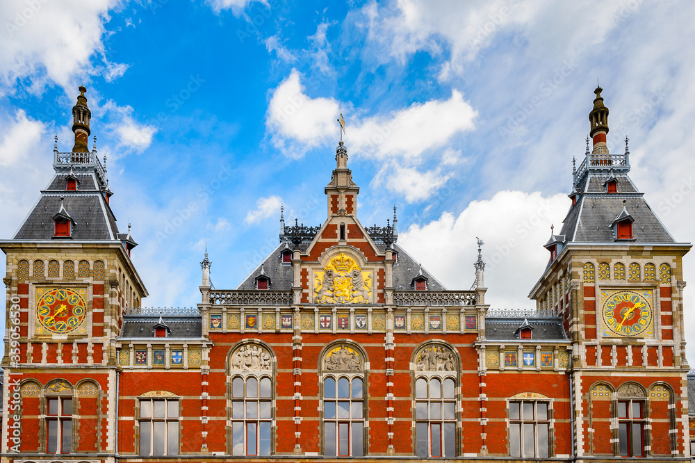 It's Amsterdam Centraal railway station, the largest railway station of Amsterdam, Netherlands