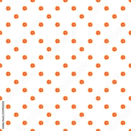 Seamless infinity pattern of isolated slices of grapefruit. Wallpaper for background  design and packaging.