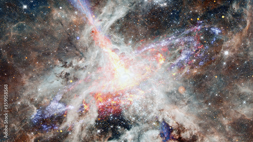Fototapeta Naklejka Na Ścianę i Meble -  Space landscape with nebula and pulsar. Elements of this image furnished by NASA