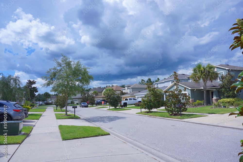 black thunder cloud in summer	