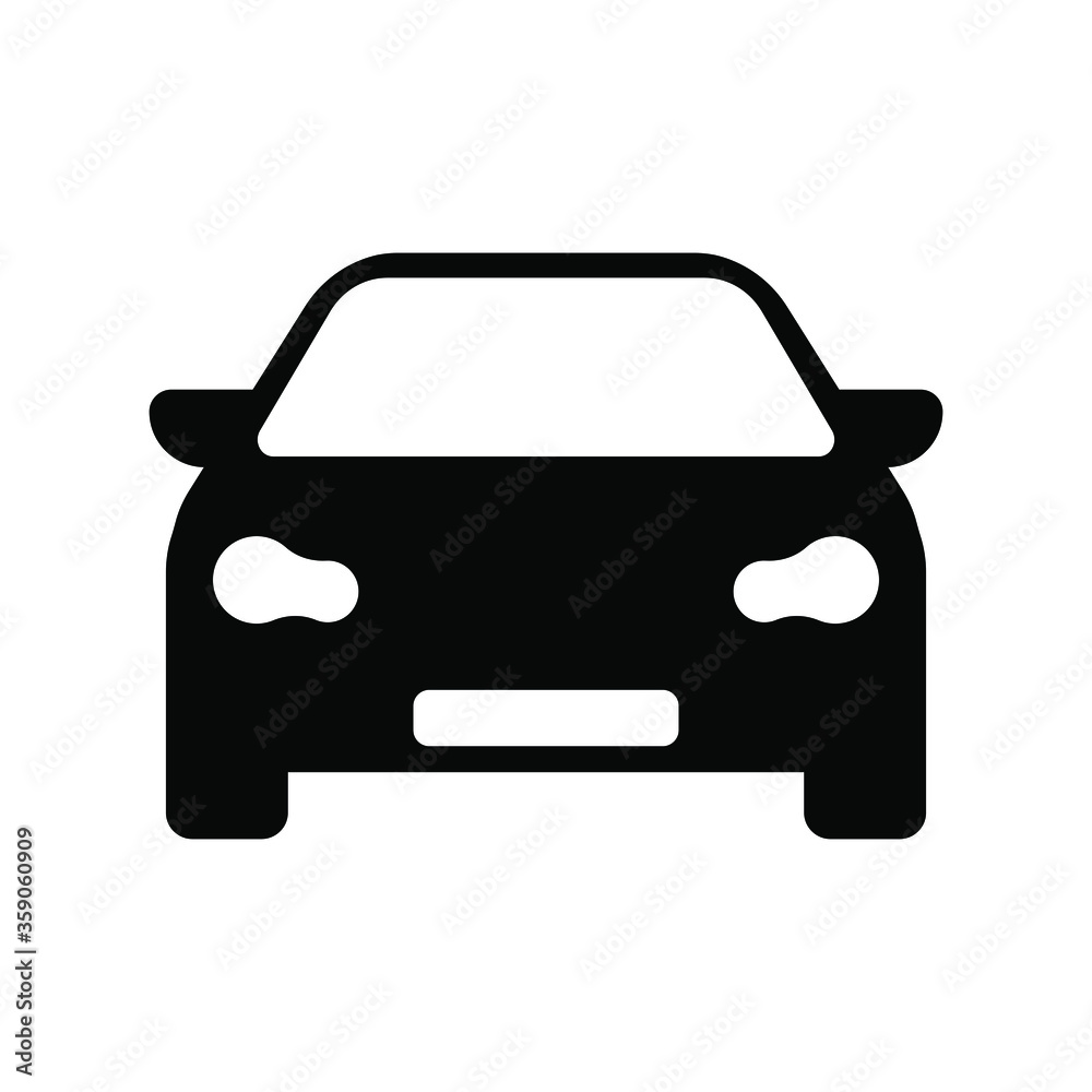 Fototapeta Car front flat design black vector illustration transportation symbol