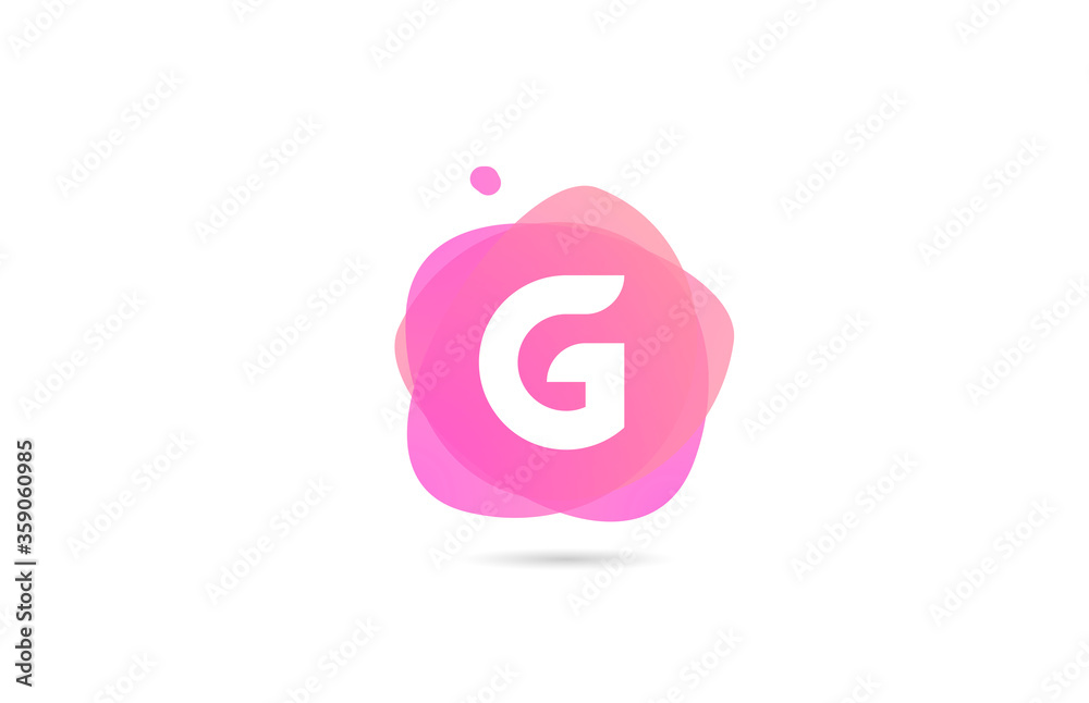 pink white G alphabet letter logo for company and business with gradient design. Pastel template for corporate identity