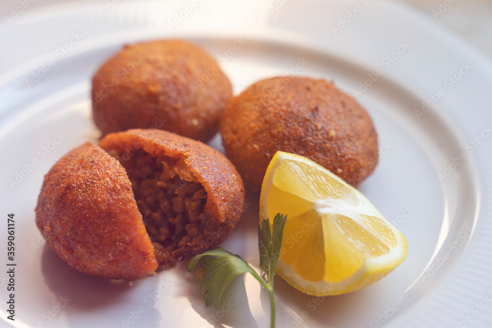 Turkish Food; Stuffed Meatballs, Icli Kofte Turkish Food; Stuffed Meatballs, Icli Kofte