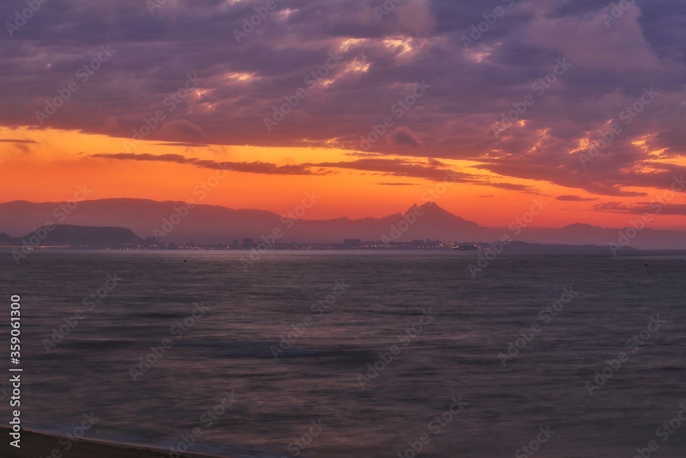 Sunrise on the beach in Arenales del Sol, Alicante