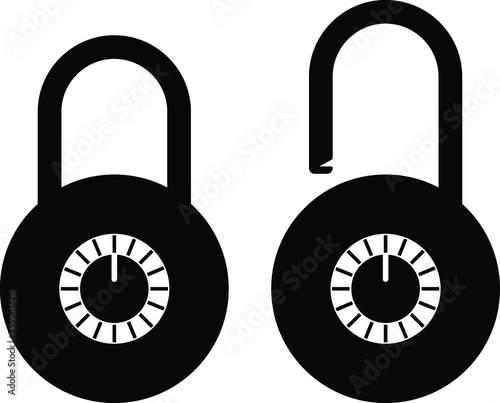 Combination Lock icon black isolated vector on white background illustration password security symbol