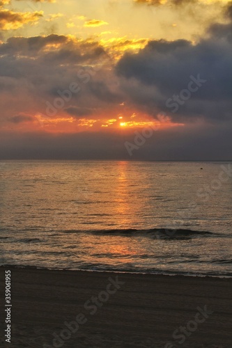 Fototapeta Naklejka Na Ścianę i Meble -  Sunrise on the beach in Arenales del Sol, Alicante