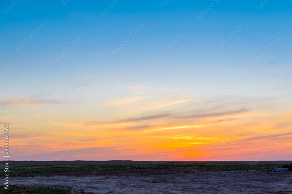 Amazing sunsets in steppes of Kalmykia