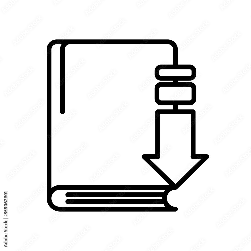 text book with arrow down line style icon text book with arrow down line style icon