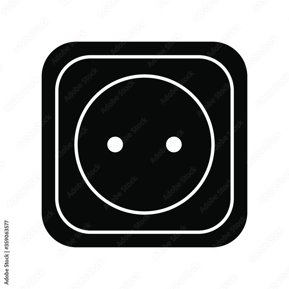 Wall Electricity Socket Icon Black Power Outlet Isolated Vector Illustration Wall Electricity Socket Icon Black Power Outlet Isolated Vector Illustration