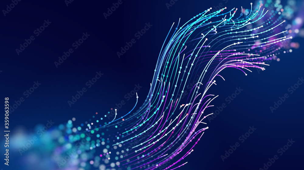 Futuristic data stream vector background. Data transfer technology. Cyberpunk technology