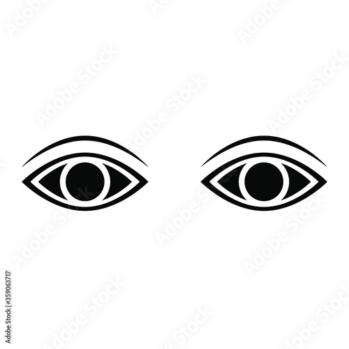 Black Eyes And Eyebrows Icon Vector Illustration View Eyeballs Circle Sight Vision Symbol