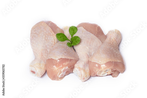 fresh chicken shins on a white background