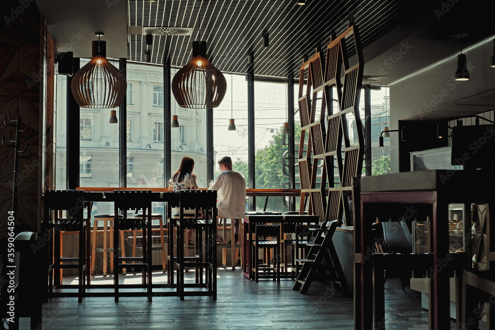 Fototapeta premium personal meeting in the interior of the loft cafe