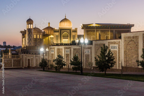 Evening view of Hazrat Khizr Mosque in Samarkand, Uzbekistan photo