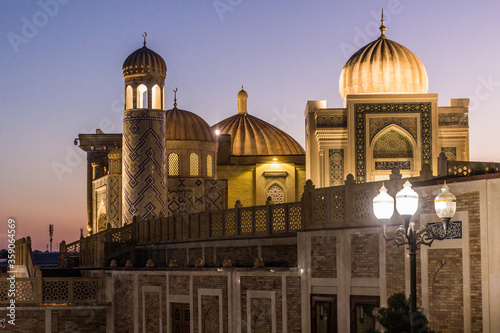 Evening view of Hazrat Khizr Mosque in Samarkand, Uzbekistan photo