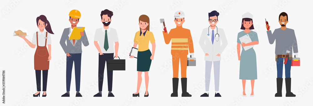 Occupation job character people flat vector design.