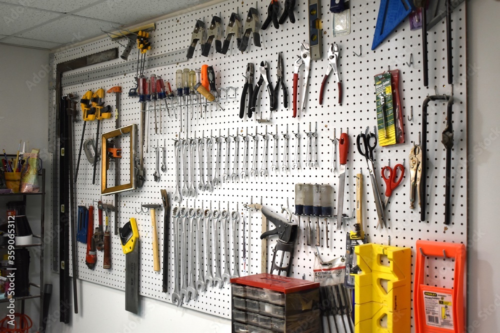 organized tools in workshop