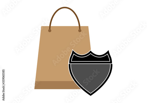 Bolsa de papel con icono de un escudo.