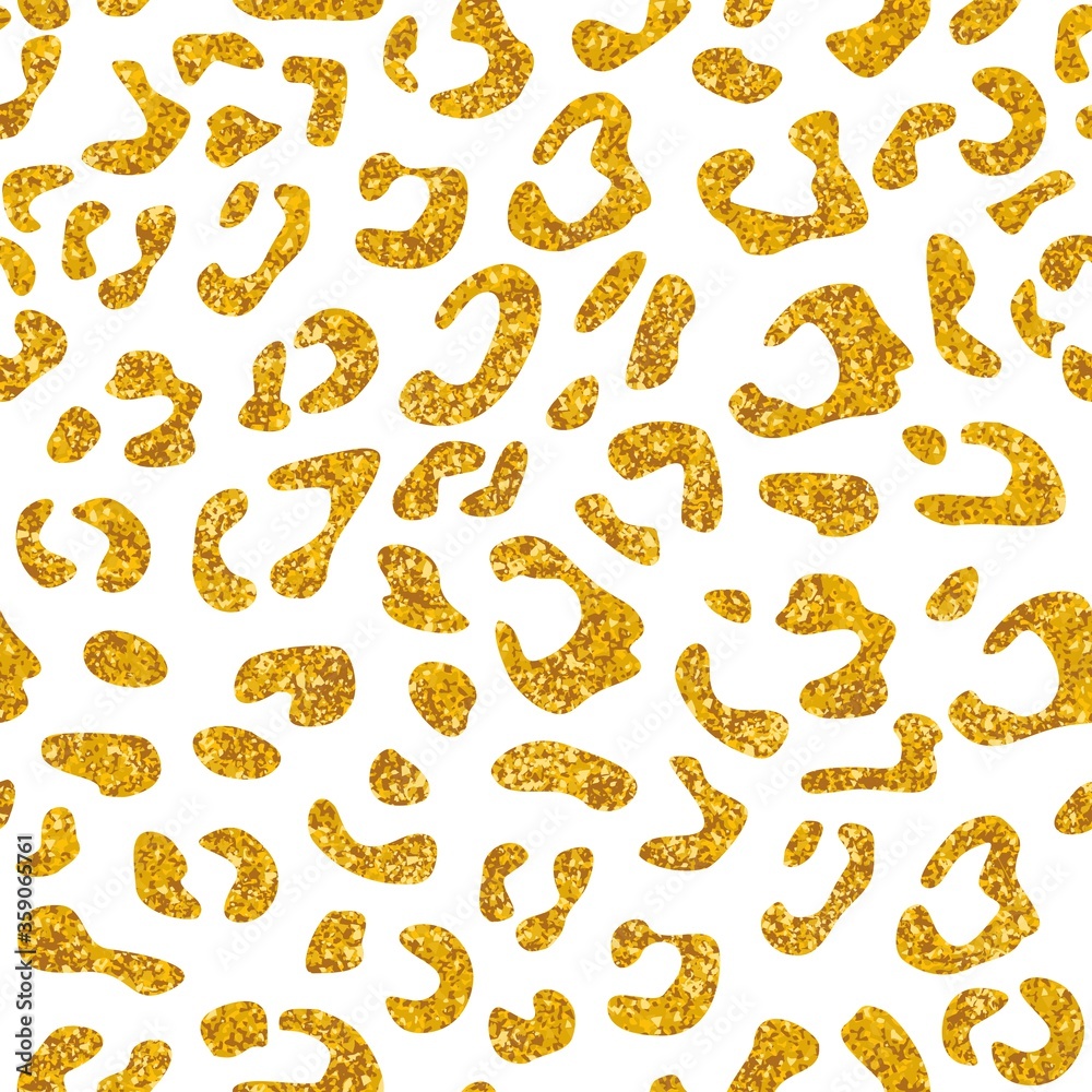 Seamless leopard vector pattern design, animal yellow and gold tile print on white background