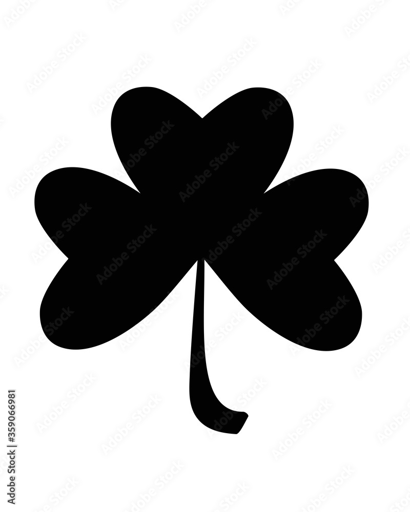 Shamrock - black vector silhouette for logo or pictogram. Three-leaf clover - a silhouette for corporate identity. Shamrock - black vector silhouette for logo or pictogram. Three-leaf clover - a silhouette for corporate identity.