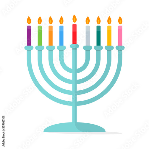 Jewish tradition Menorah Hanukkah icon vector illustration