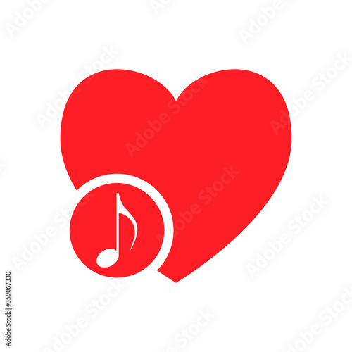 Red heart love icon music note illustration sound symbol