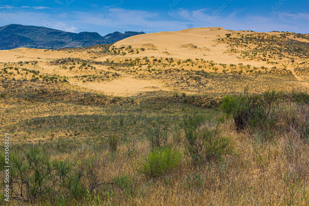 Sarykum (the largest sand dune in Eurasia) in Dagestan Nature Reserve near Makhachkala city, Russia Sarykum (the largest sand dune in Eurasia) in Dagestan Nature Reserve near Makhachkala city, Russia