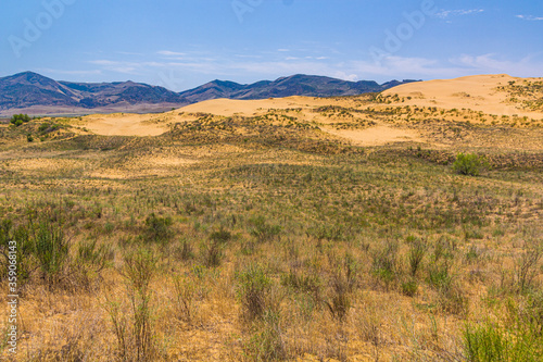 Sarykum (the largest sand dune in Eurasia) in Dagestan Nature Reserve near Makhachkala city, Russia