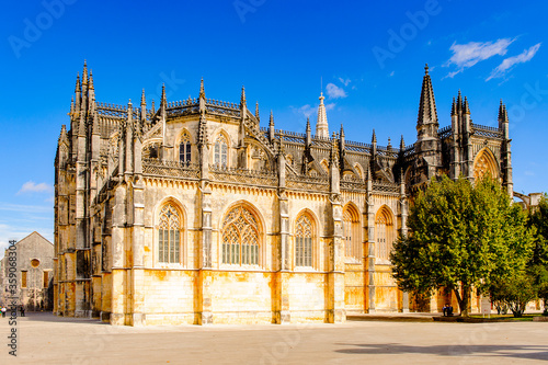 Exterior of the Monastery of Batalha  Monastery of Saint Mary of the Victory . UNESCO World Heritage Site