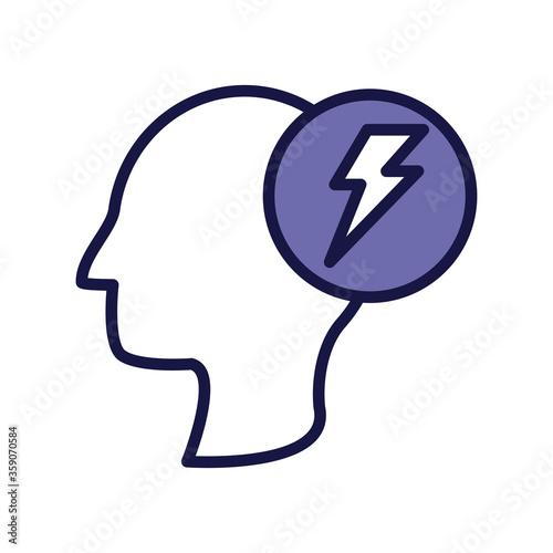 head human profile with ray power line style icon
