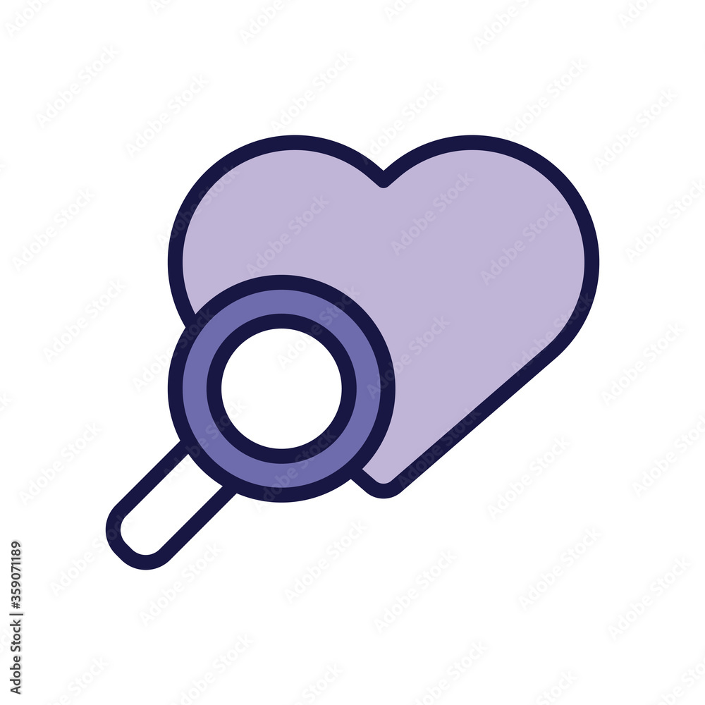 search magnifying glass with heart line style icon search magnifying glass with heart line style icon