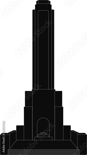Vector silueta del monumento a la Bandera Argentina, Rosario, Santa Fé