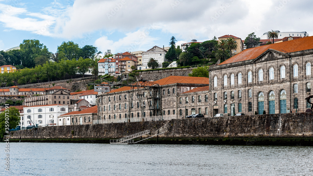It's Coast of the River Douro with its beautiful architecture in Porto, Portugal. View from the River Douro, one of the major rivers of the Iberian Peninsula (2157 m)
