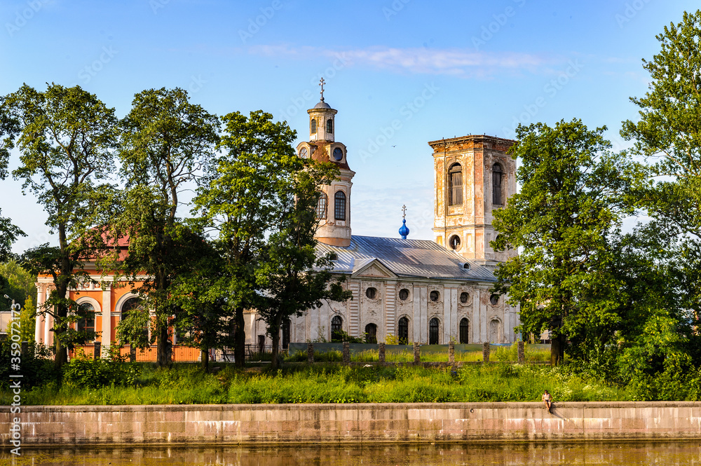It's Shlisselburg, a town in Kirovsky District of Leningrad Oblast, Russia, located at the head of the Neva River on Lake Ladoga, 35 kilometers (22 mi) east of St. Petersburg.