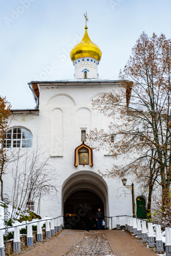 It's Pskov-Caves Monastery, a Russian Orthodox male monastery, located in Pechory, Pskov Oblast in Russia. photo