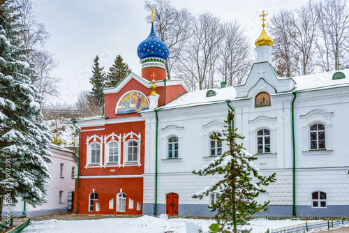 It's Churches of the Pskov-Caves Monastery, a Russian Orthodox male monastery, located in Pechory, Pskov Oblast in Russia. photo