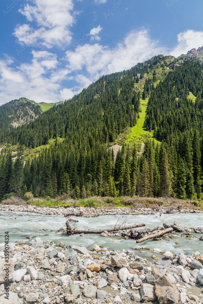 Karakol river valley in Kyrgyzstan