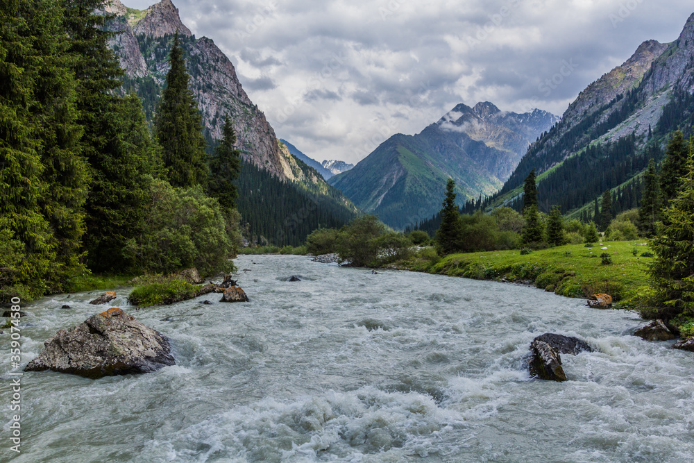 Rapids of Karakol river in Kyrgyzstan