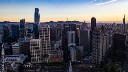 Sunset over San Francisco Financial District